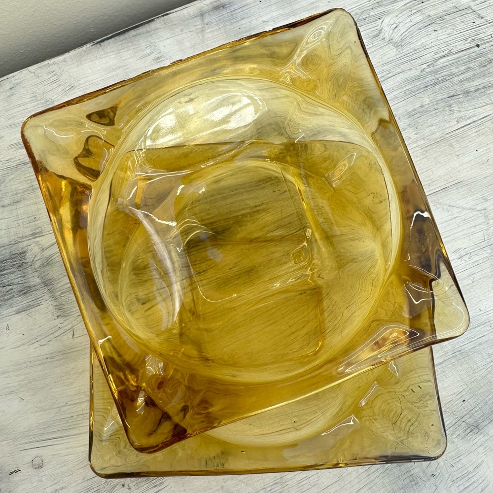 Golden Glass Ashtrays (2)